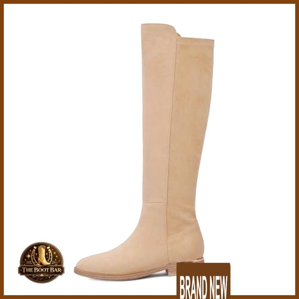 Knee High Boots Flat Heel Stretchy Side Zipper Classic Minimal Chic Versatile - Picture 4 of 7